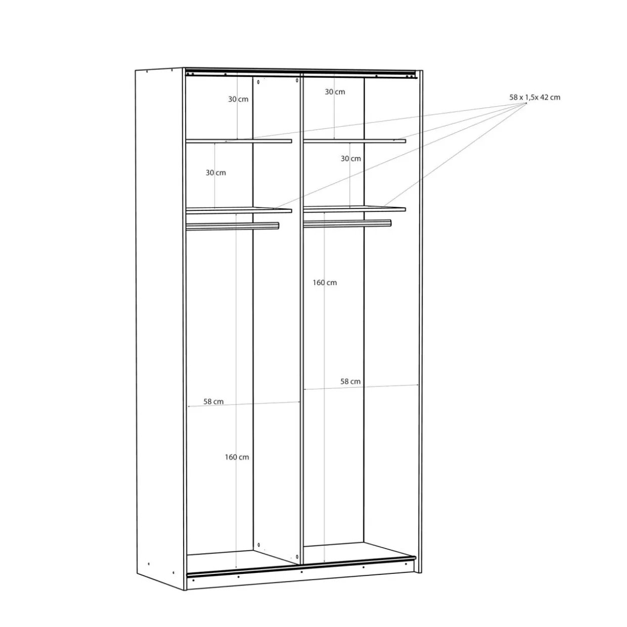 Szafa przesuwna FITIO mat 120 cm