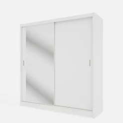 Szafa przesuwna INES z lustrem 203 cm biała