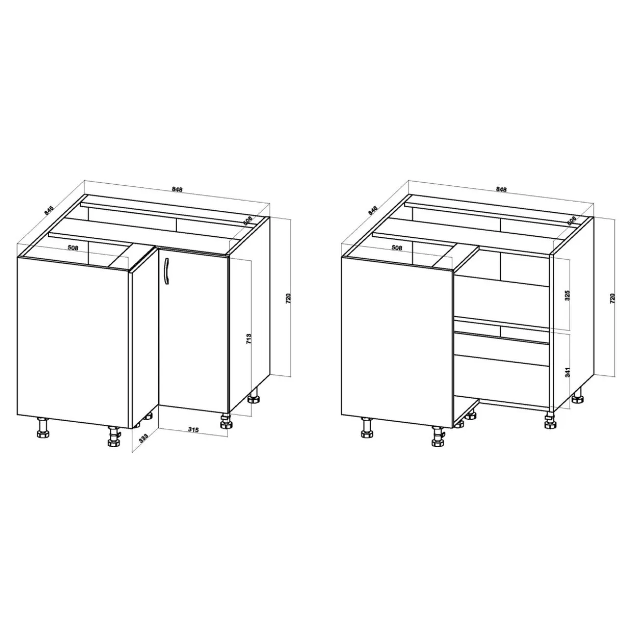 Szafka dolna narożna BASIC PLUS BP/D90NW clay grey