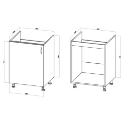 Szafka dolna pod zlewozmywak BASIC PLUS BP/D60Z dąb craft złoty
