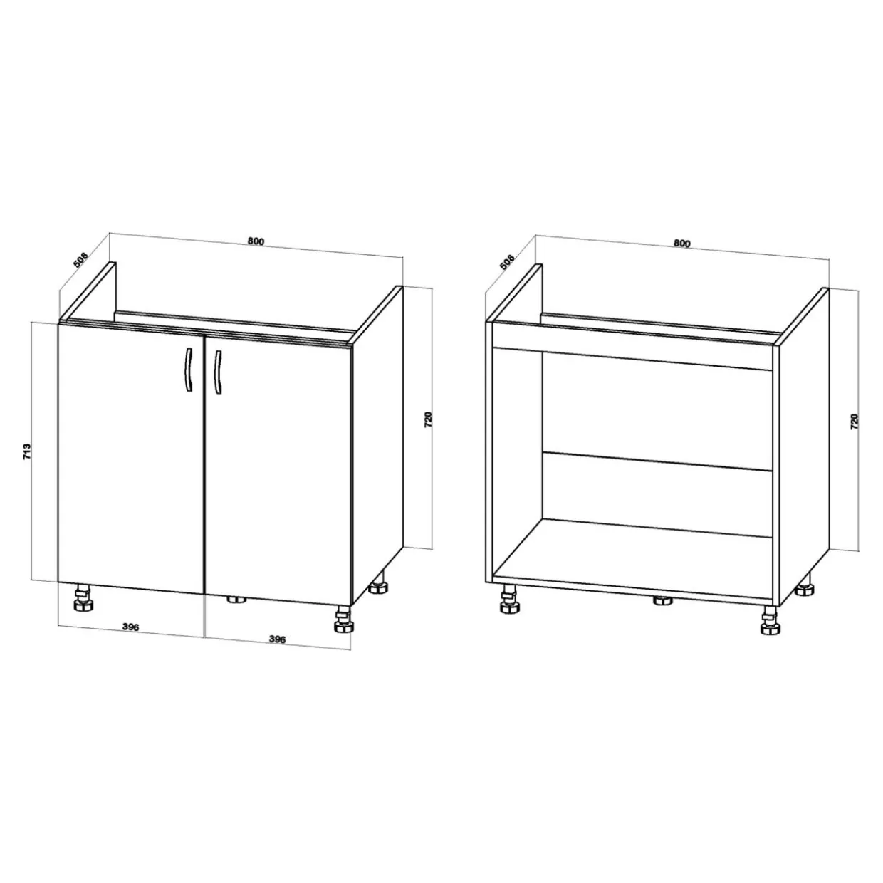 Szafka dolna pod zlewozmywak BASIC PLUS BP/D80Z dąb craft złoty