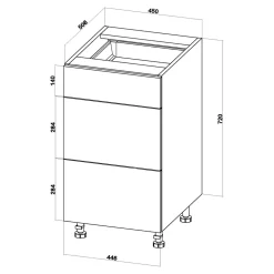 Szafka dolna z 3 szufladami BASIC PLUS BP/D45SR3 biały mat