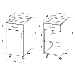 Szafka stojąca z szufladą BASIC PLUS BP/D40SR1 smoke green