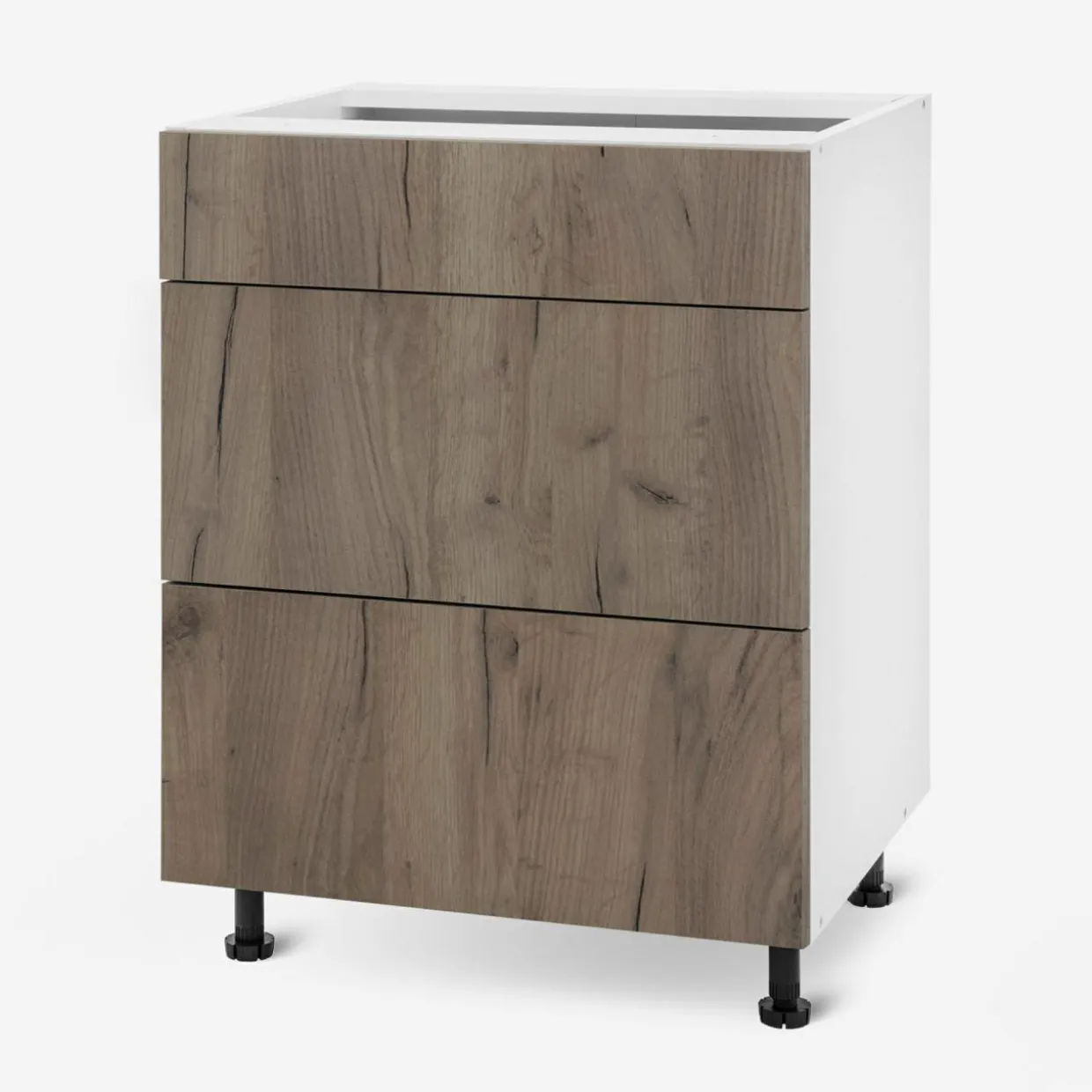 Szafka stojąca z szufladami BASIC PLUS BP/D60SR3 dark rockfort hickory