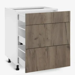 Szafka stojąca z szufladami BASIC PLUS BP/D60SR3 dark rockfort hickory