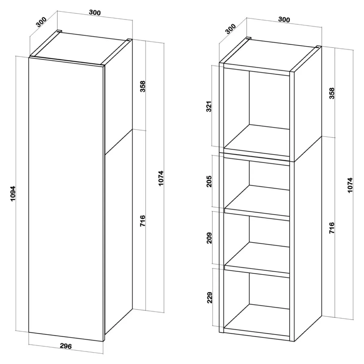 Szafka wisząca wysoka BASIC PLUS BPMI/30-1F (72+36/1F) ramka szara