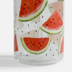 Szklanka z bambusową pokrywką i słomką ARBUZY 500 ml