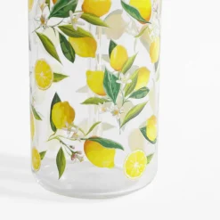 Szklanka z bambusową pokrywką i słomką CYTRYNY 500 ml