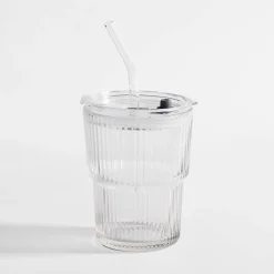 Szklanka ze słomką i pokrywką 350 ml