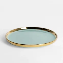 Talerz deserowy błękitna mięta AURORA GOLD 20 cm