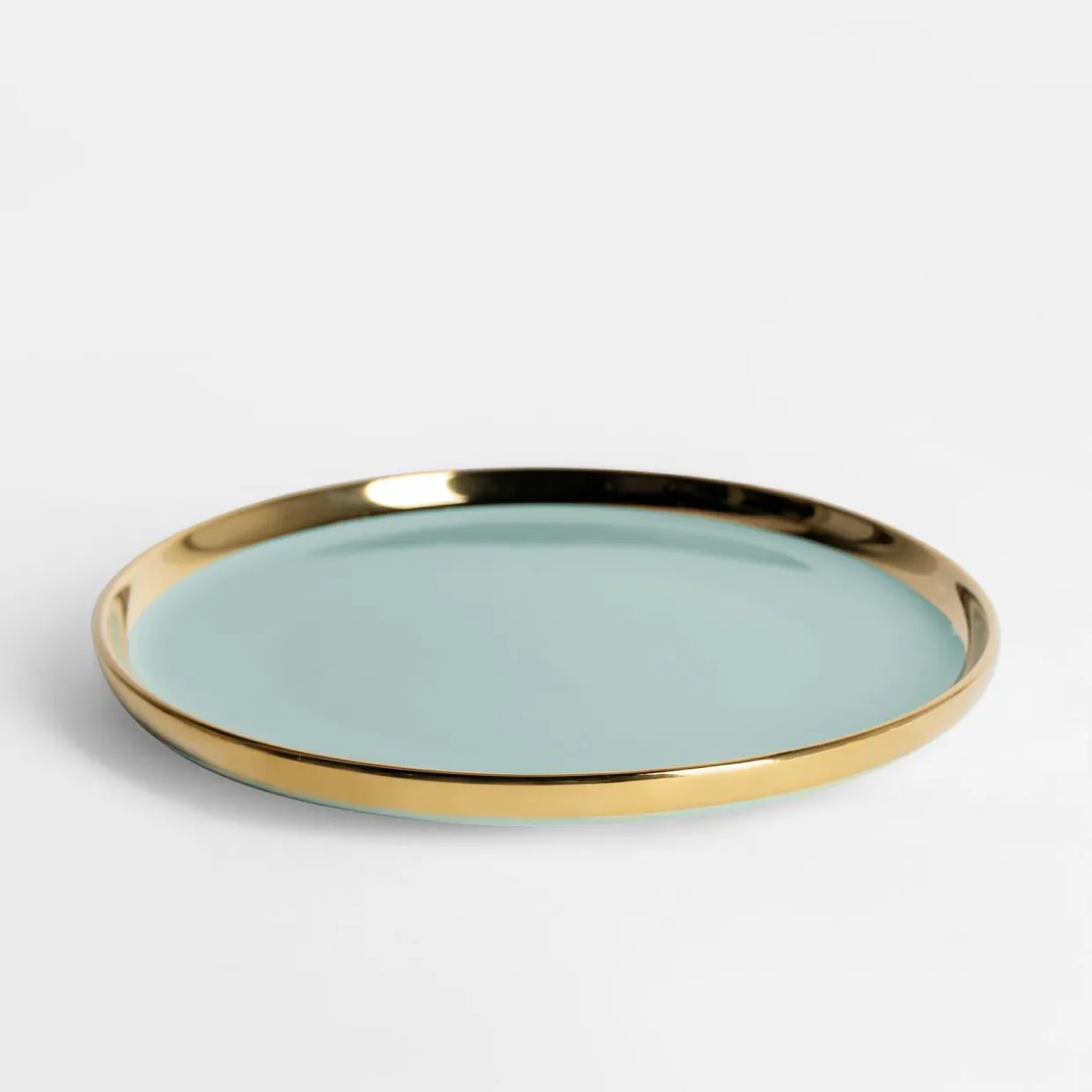 Talerz deserowy błękitna mięta AURORA GOLD 20 cm