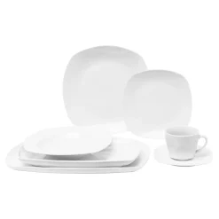 Talerz deserowy porcelanowy QUADRO biały 20,9 x 19 cm