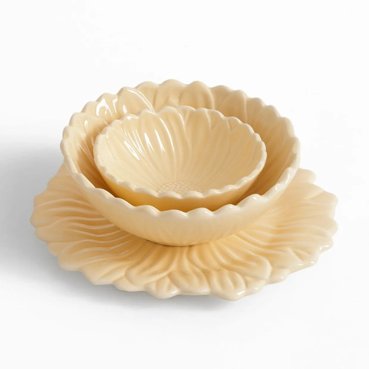 Talerz deserowy żółty kwiatek 21 cm