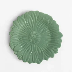 Talerz deserowy zielony kwiatek 21 cm