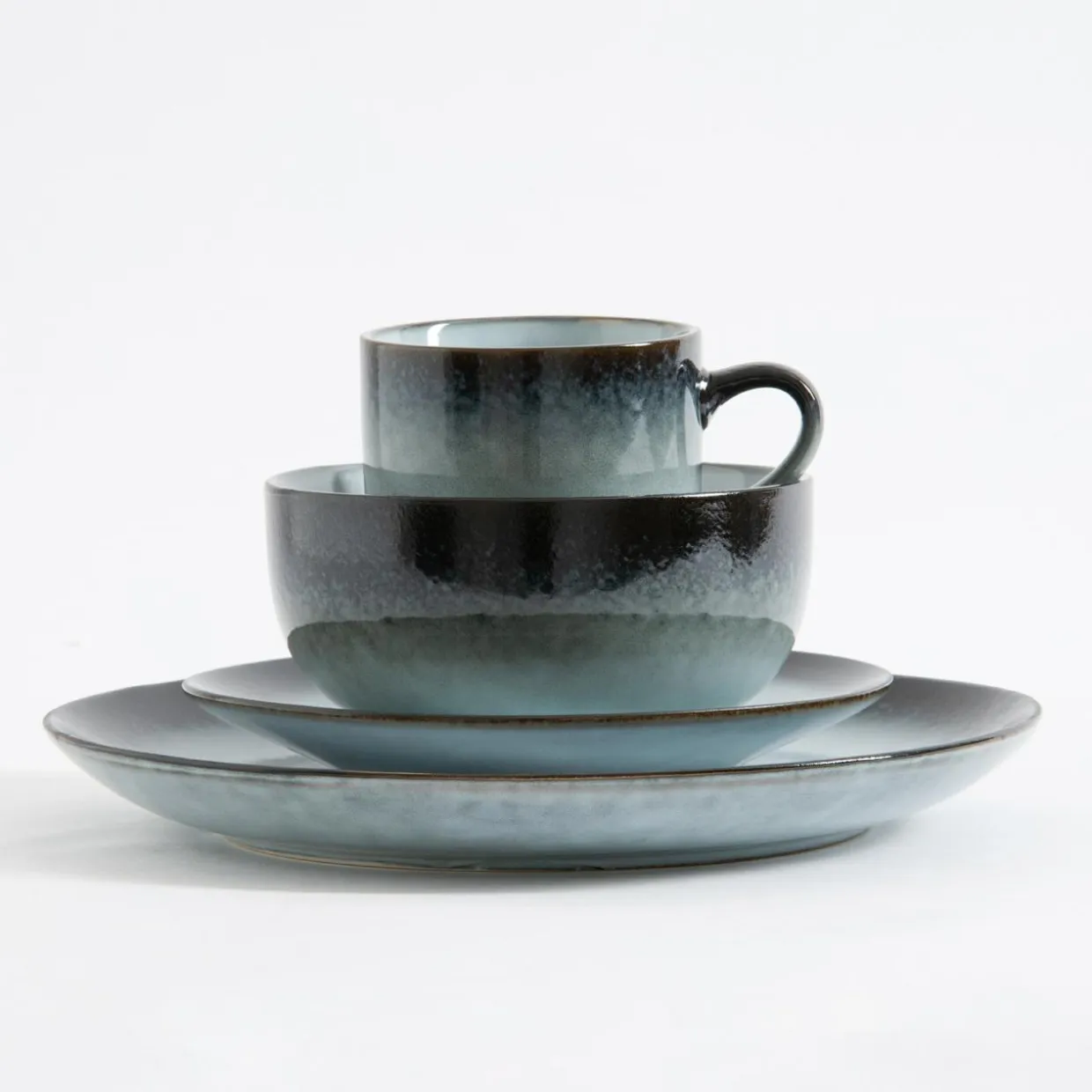 Talerz obiadowy brązowo-szary MALAM 26,6 cm