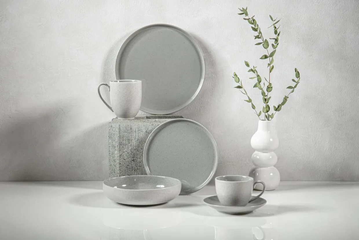 Talerz obiadowy GRANITE szary porcelana Bogucice 26,5 cm