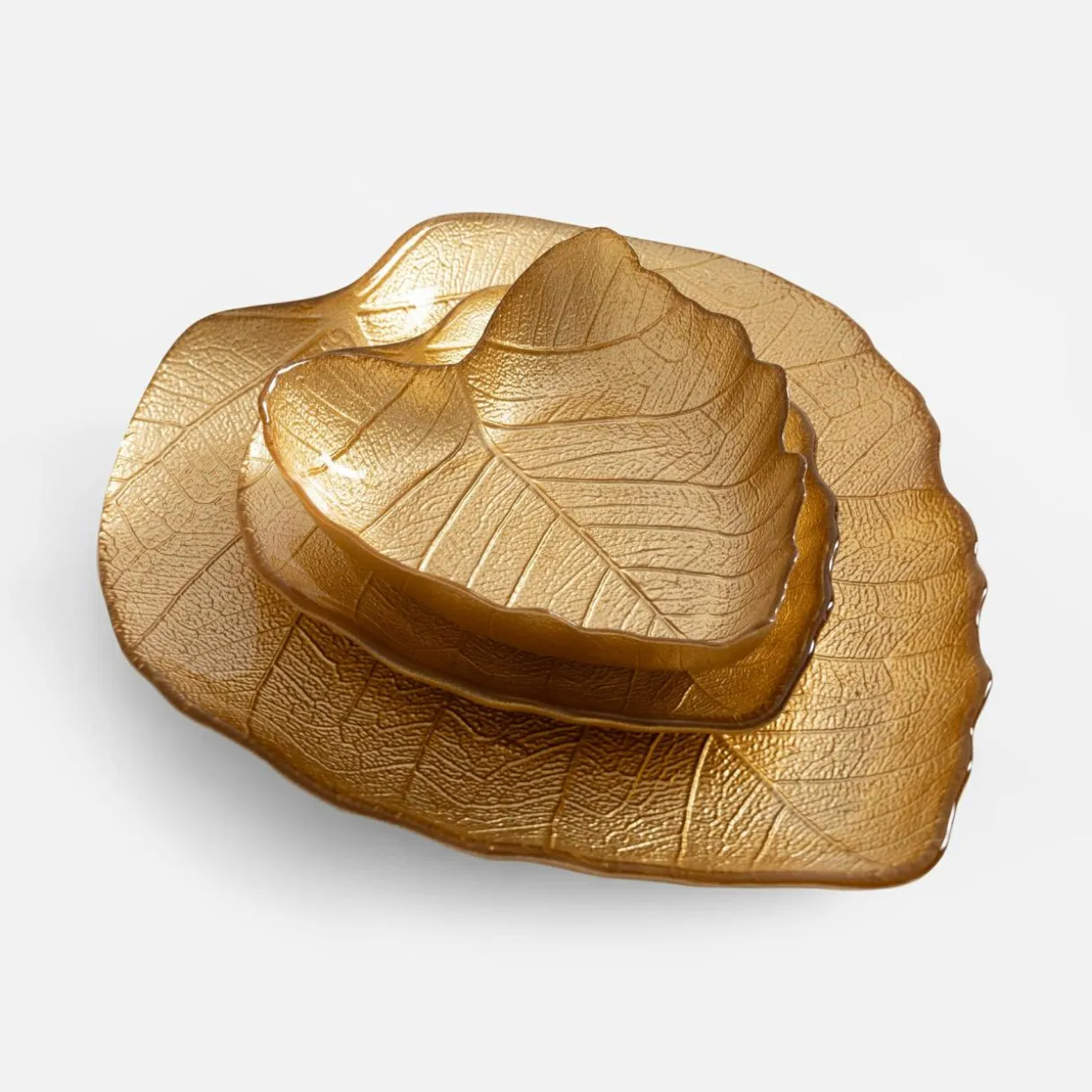 Talerz złoty LIŚĆ 19 cm