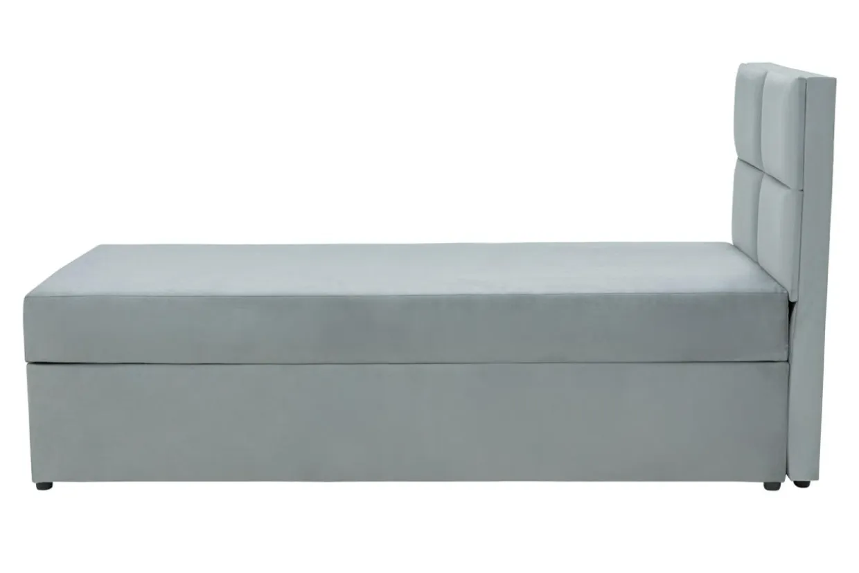 Tapczan z pojemnikiem i geometrycznym wezgłowiem NELA 100x200 cm