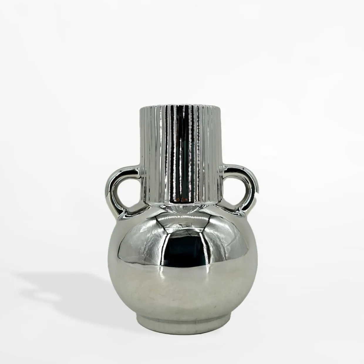 Wazon ceramiczny srebrny 15 cm