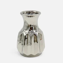Wazon ceramiczny srebrny 12 cm