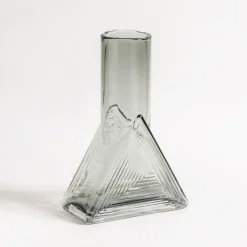 Wazon szklany geometryczny szary 23 cm