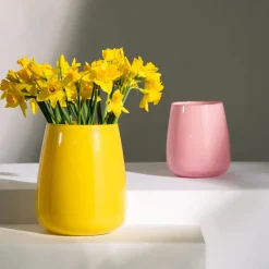 Wazon szklany żółty ZINNIA 17 cm