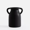 Wazon z uchwytami czarny 20 cm