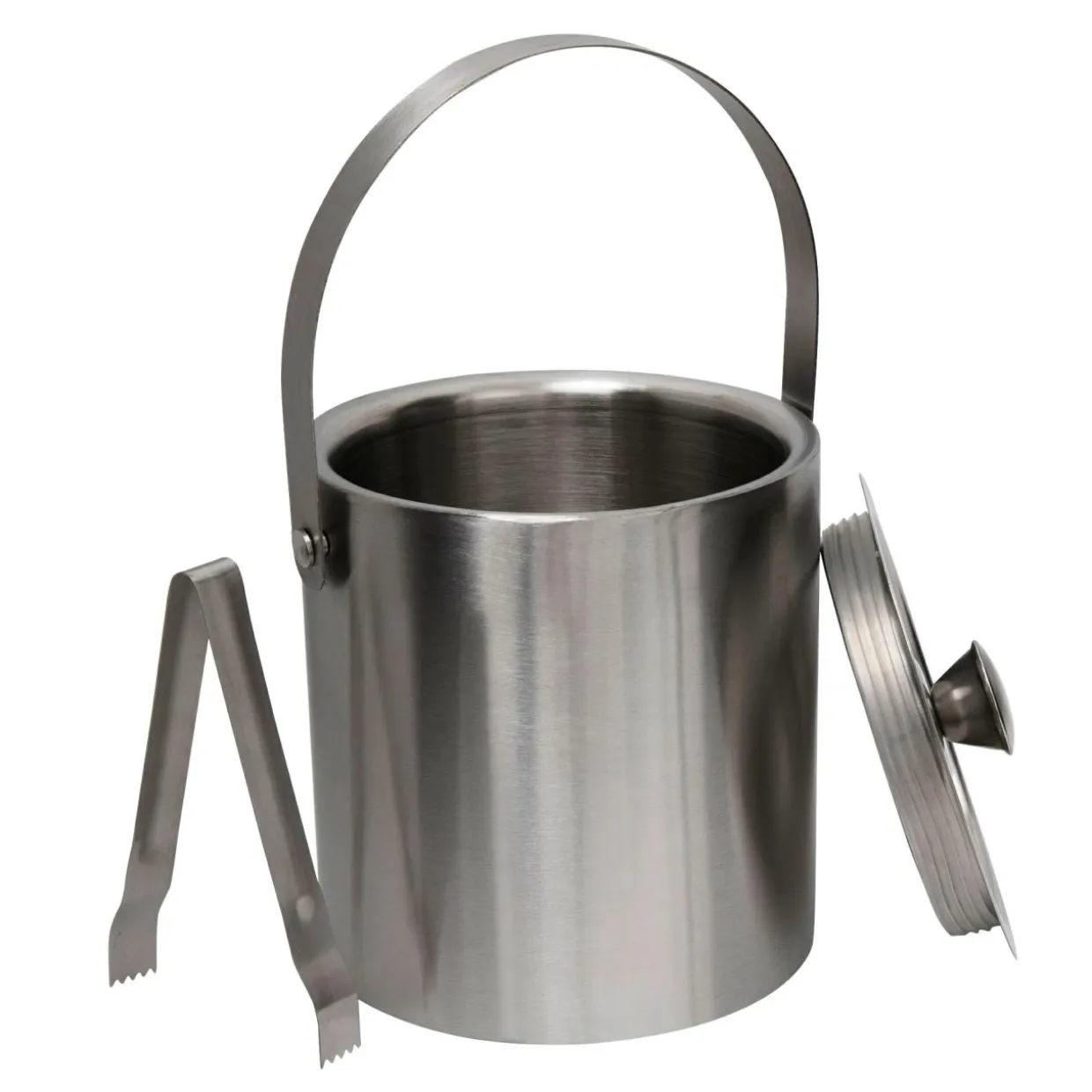 Wiaderko metalowe do lodu ze szczypcami