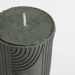 Świeca walec boho zielona 6,5x8 cm