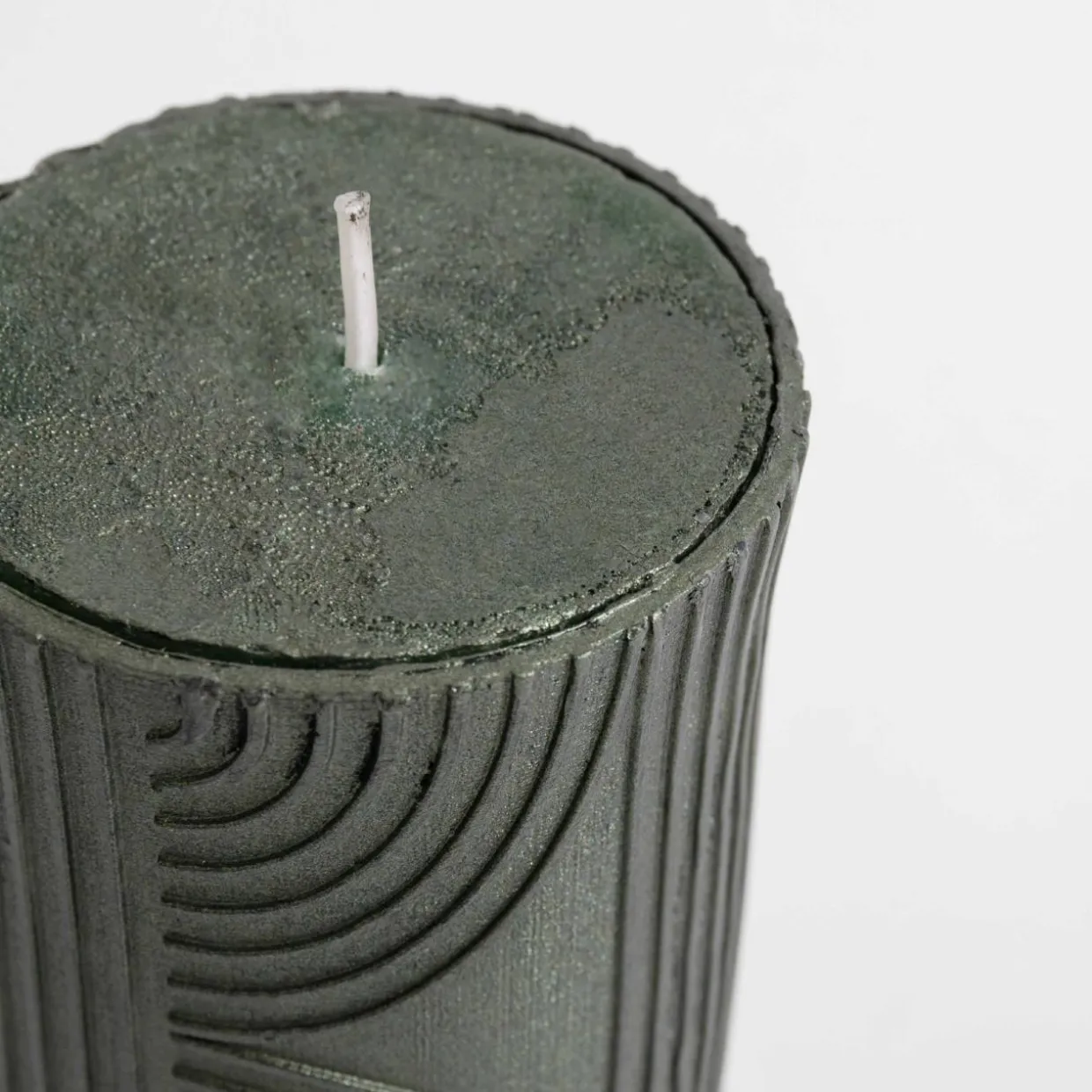 Świeca walec boho zielona 6,5x8 cm