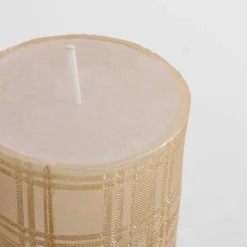 Świeca walec krata szampan 6,5x14 cm