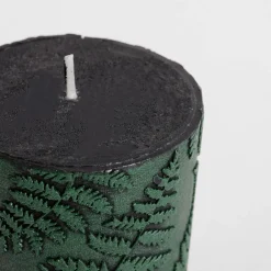 Świeca walec PAPROĆ czarna/zielona 6,5x8 cm