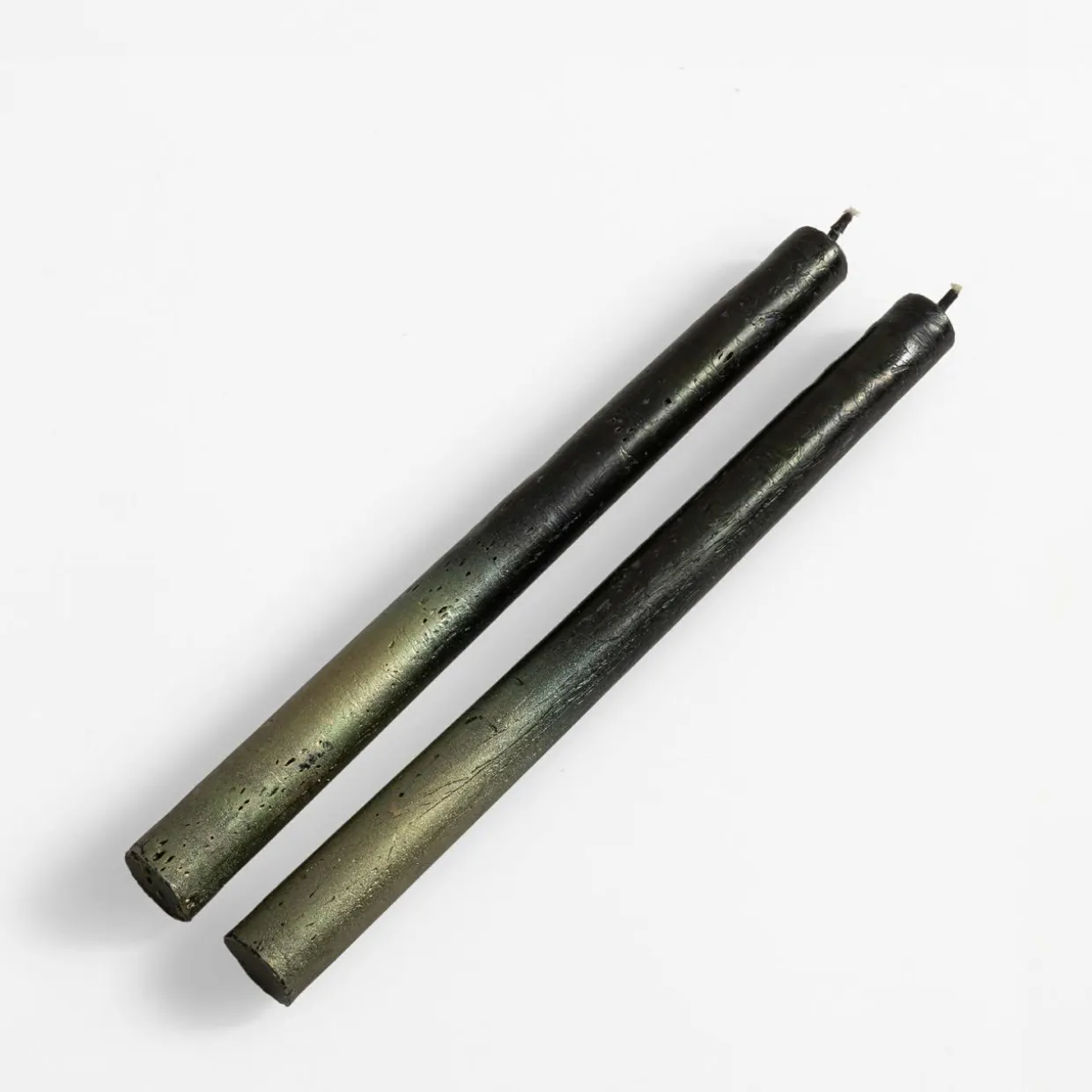 Świece stołowe czarno - złote 25 cm, 2 sztuki