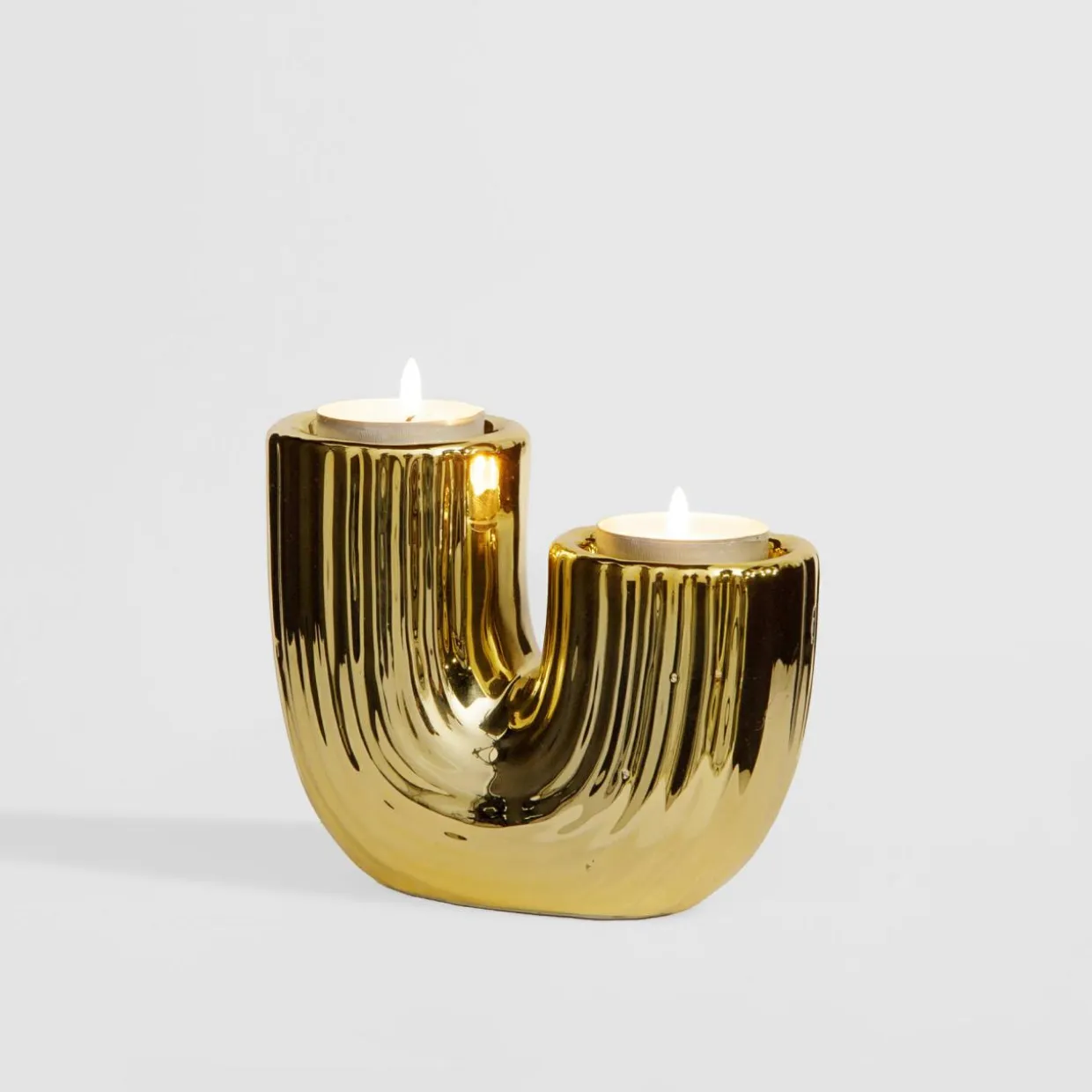 Świecznik dekoracyjny złoty na 2 wkłady tealight