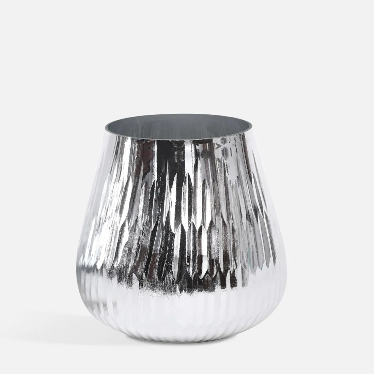 Świecznik szklany GLAMOUR srebrny 12 cm