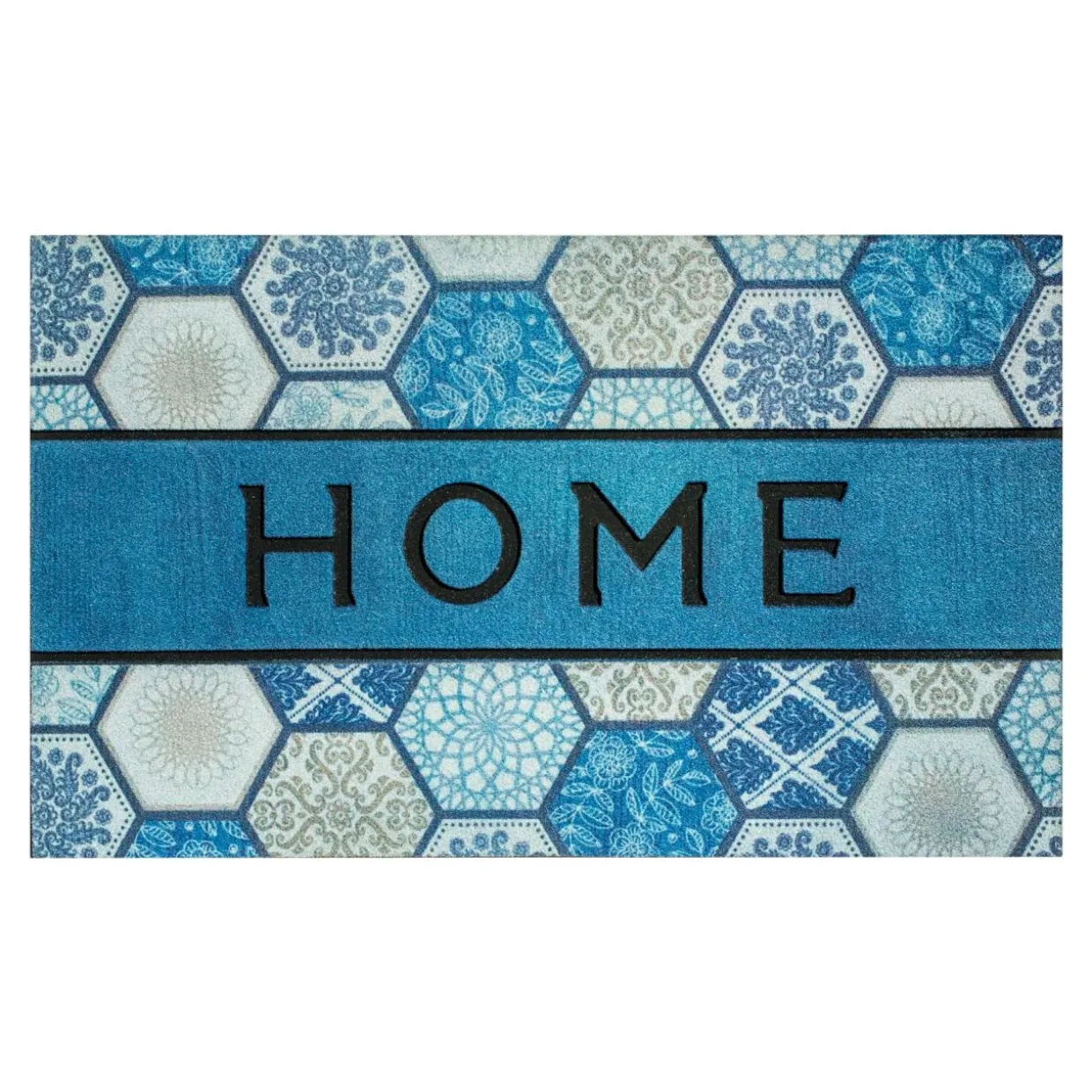 Wycieraczka niebieska z napisem HOME 45x75 cm