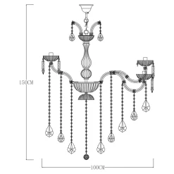 Żyrandol świecznikowy retro złoty CHATEAU 100 cm