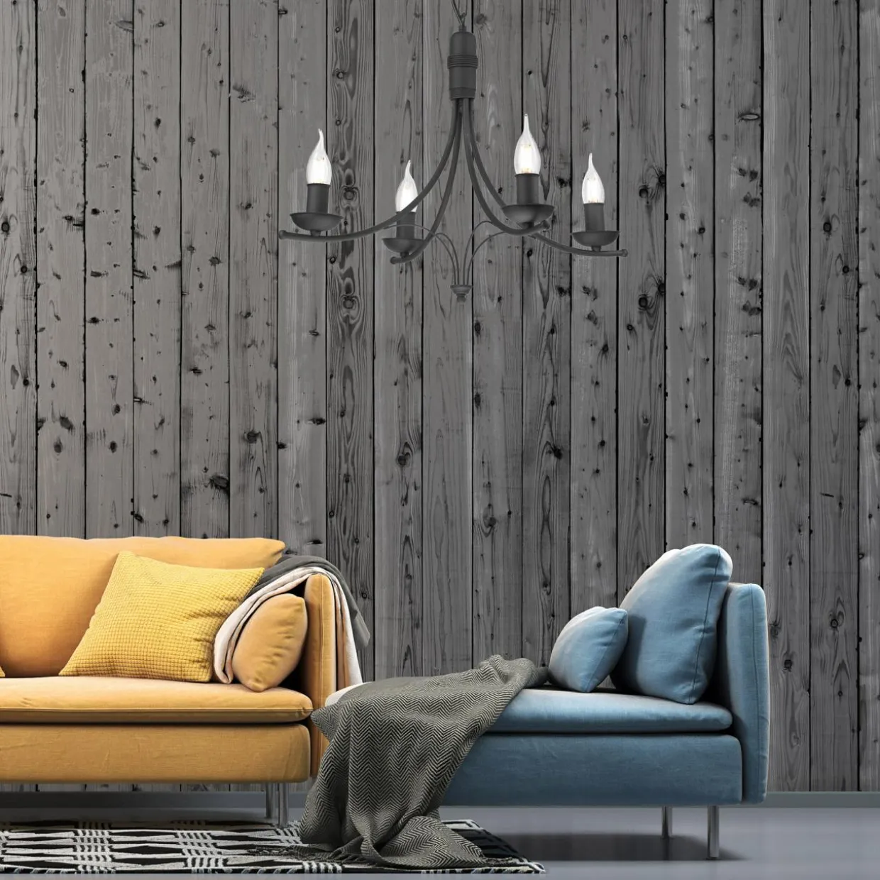 Żyrandol wiszący retro czarny LUCY