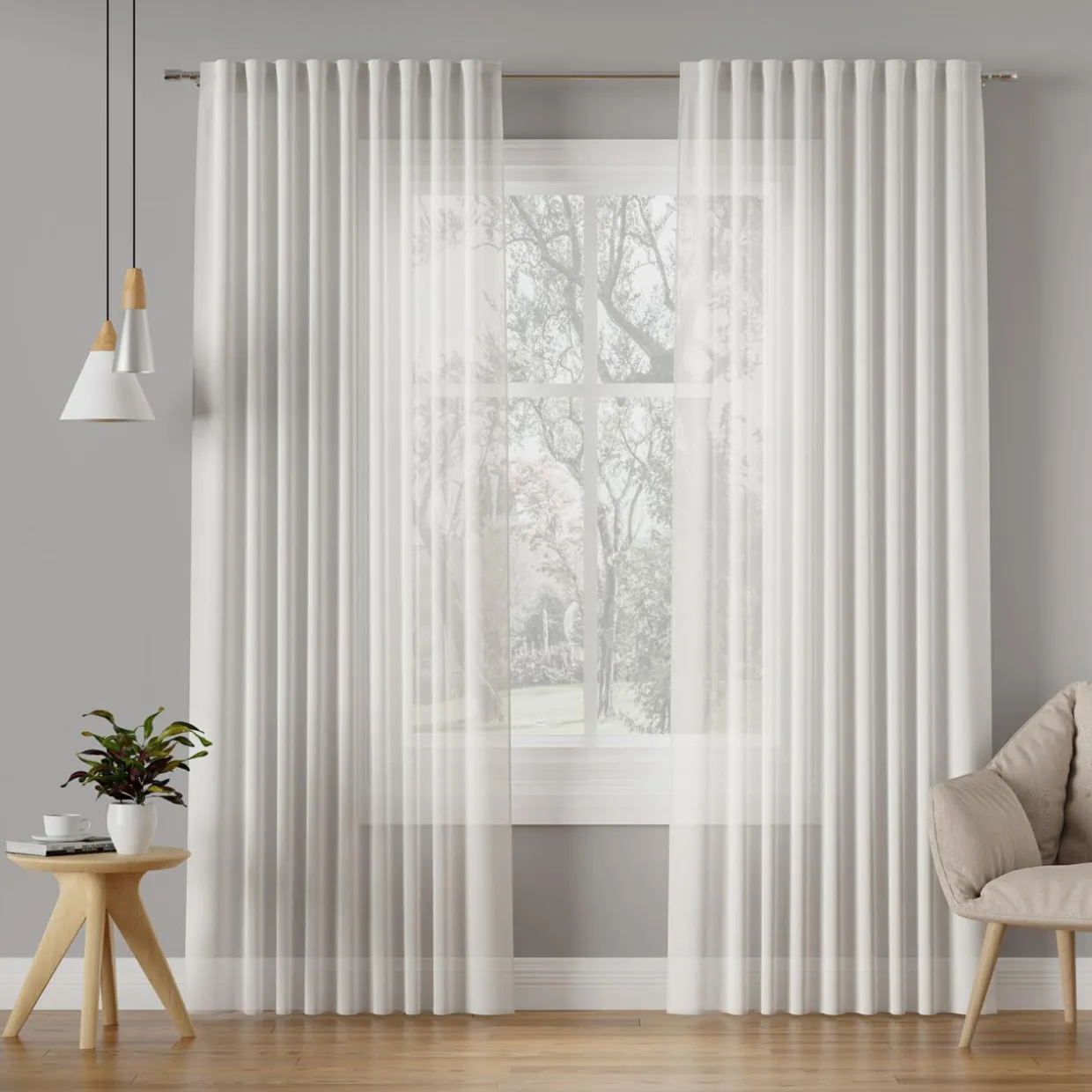 Zasłona do salonu biała BASIC 145x260 cm