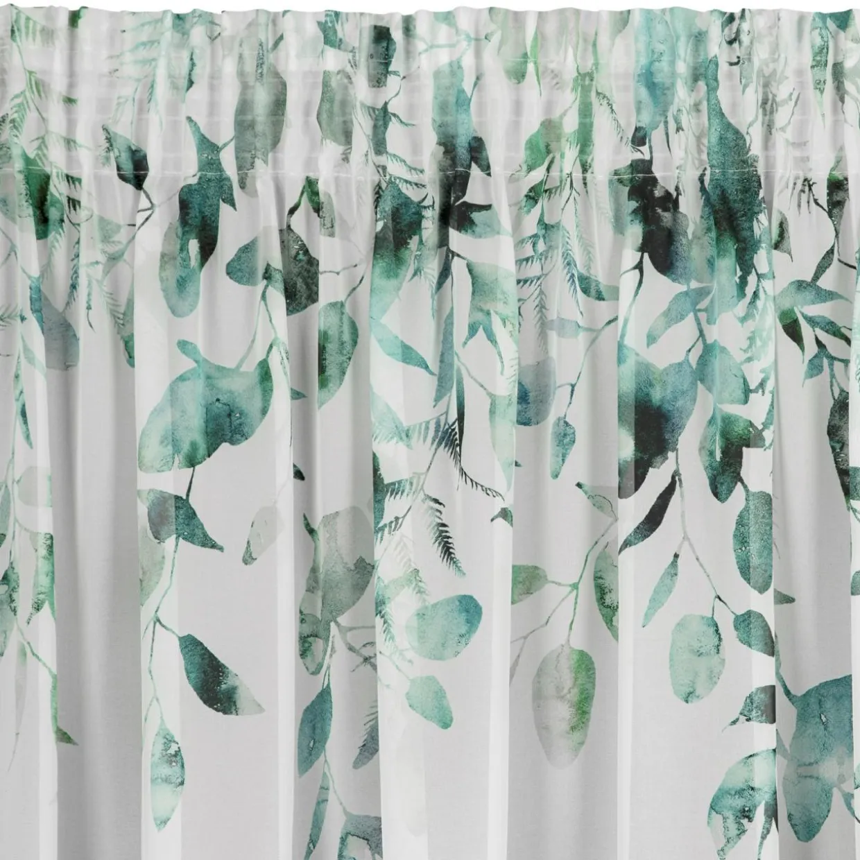 Zasłona do salonu biało-zielona BETSY 350x250 cm