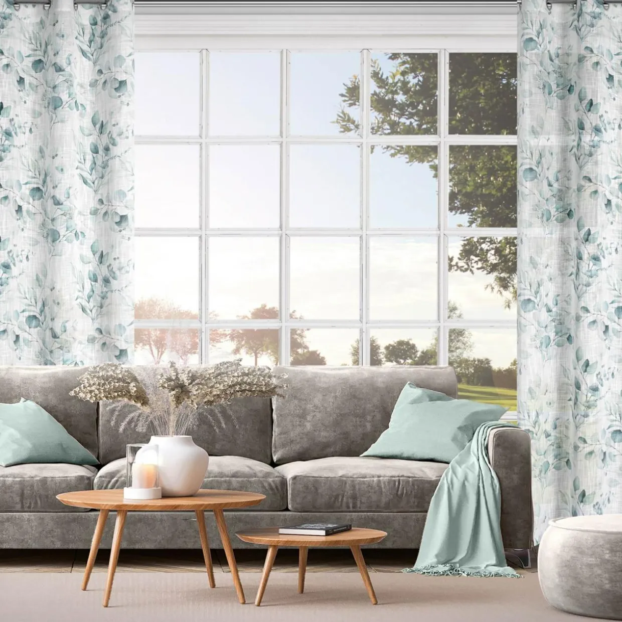 Zasłona na przelotkach biało-zielona SENA 145x250 cm