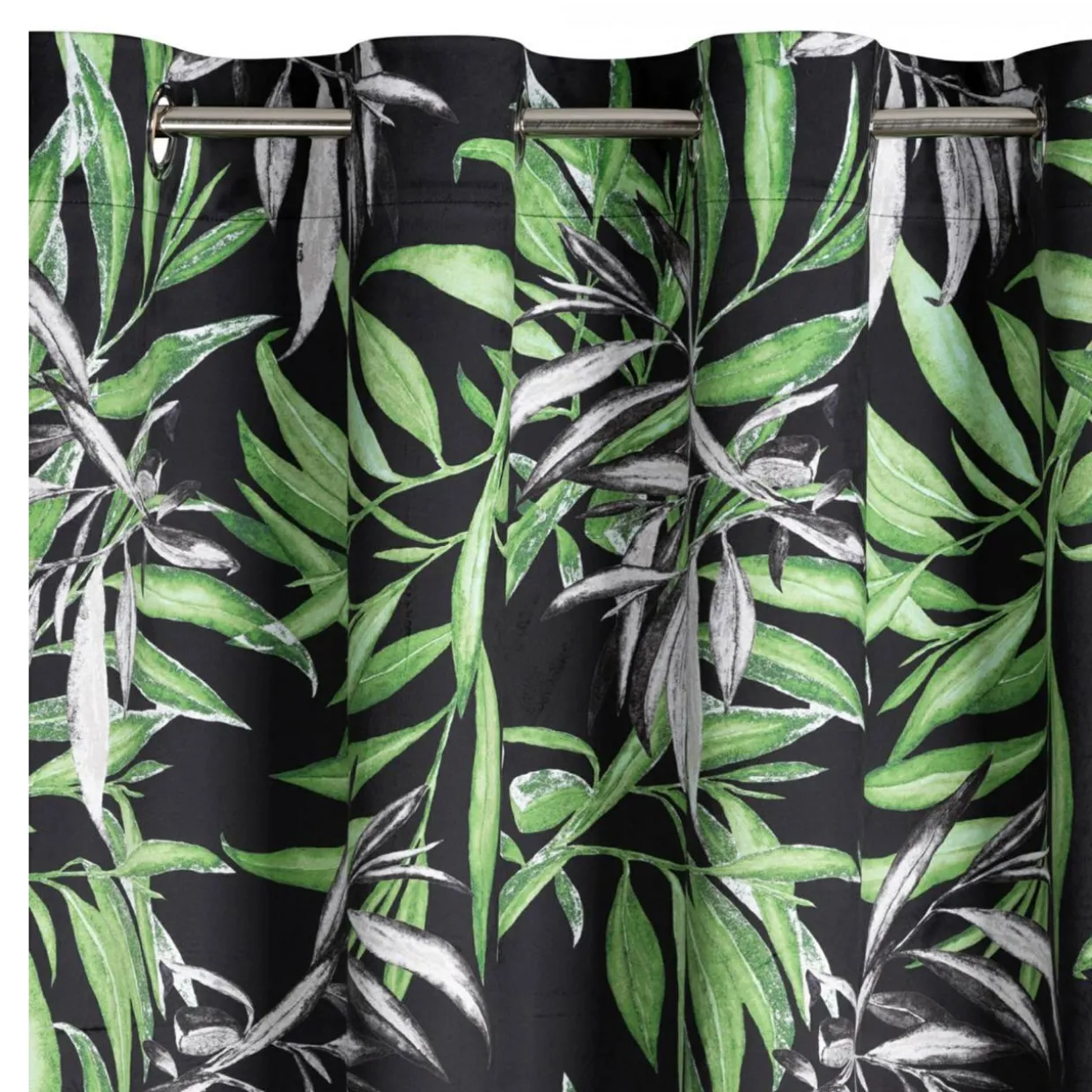 Zasłona welurowa czarno-zielona Pierre Cardin ZOJA 140x250 cm