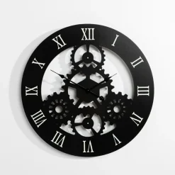 Zegar na ścianę drewniany czarny 50 cm