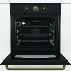 Zestaw GORENJE retro czarny CLASSICO – piekarnik, płyta gazowa, okap
