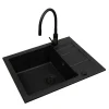 Zlewozmywak APOLLO 65x50 cm z baterią HERA + syfon black edition