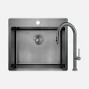 Zlewozmywak z baterią wielofunkcyjną OLFATO PRECIOUS TITANIUM 55x50,5 cm