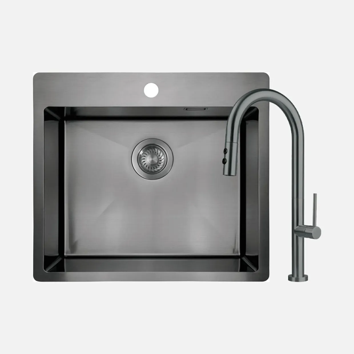Zlewozmywak z baterią wielofunkcyjną OLFATO PRECIOUS TITANIUM 55x50,5 cm